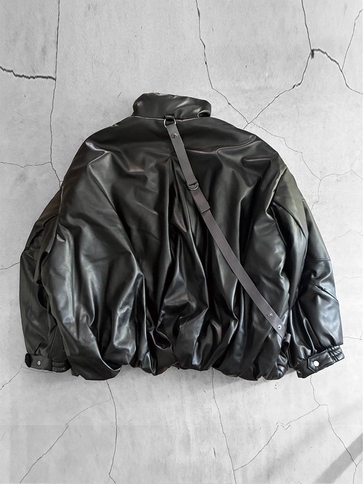 THE JEAN PIERRE ジャン・ピエール Signature Drop FauxLeather Puffer Blouson - BLACK -
