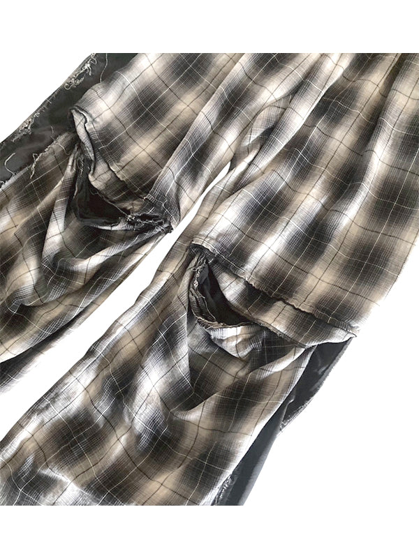 THE JEAN PIERRE ジャン・ピエール Tuck Easy Plaid Trouser - BLACK -