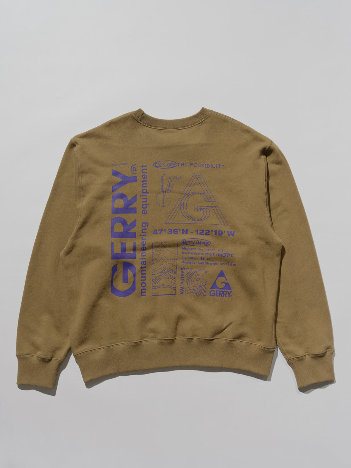 GERRY ジェリー 13oz Heavy Cotton Sweat Graphic Crew Shirt - COYOTE -