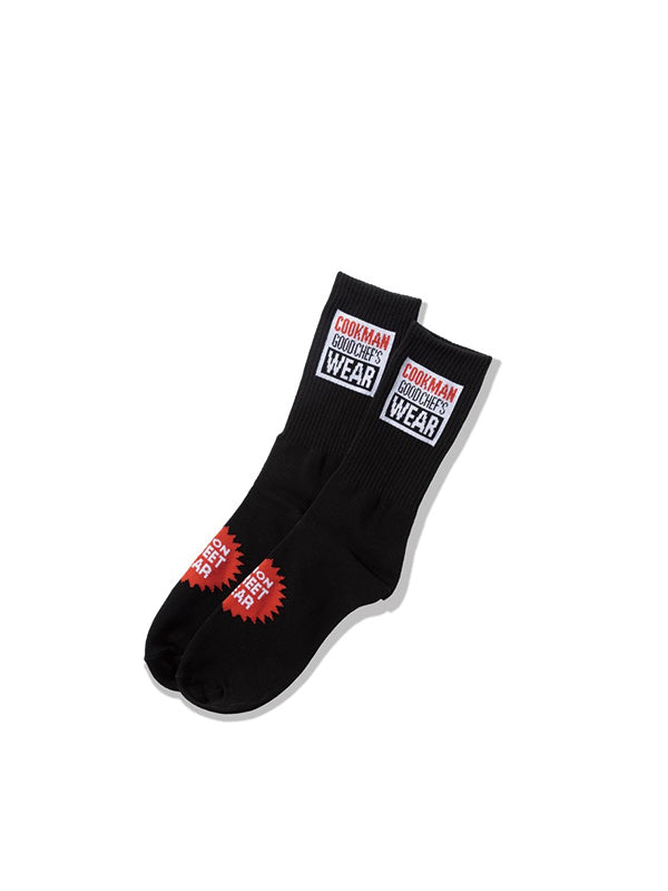 Cookman クックマン ソックス Rib Crew Socks Vision Logo - BLACK -