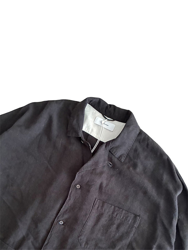 THE JEAN PIERRE ジャン・ピエール Safari Linen Shirt  - INK BLACK -