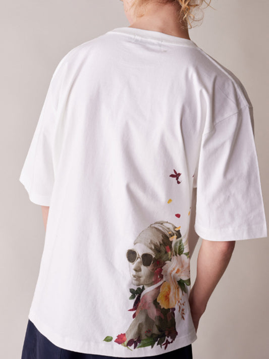 rehacer レアセル Pearl Garden Relax Fit T-shirt - WHITE -
