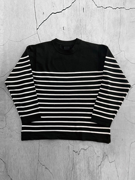 FORTUNA homme フォルトゥナオム ECOTEC Knit Basque L/S TEE - BLK x WHITE -