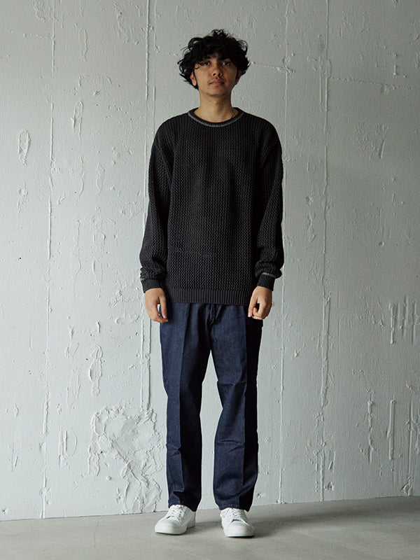 AS STANDARD アズスタンダード MESH CREW KNIT - GRY -