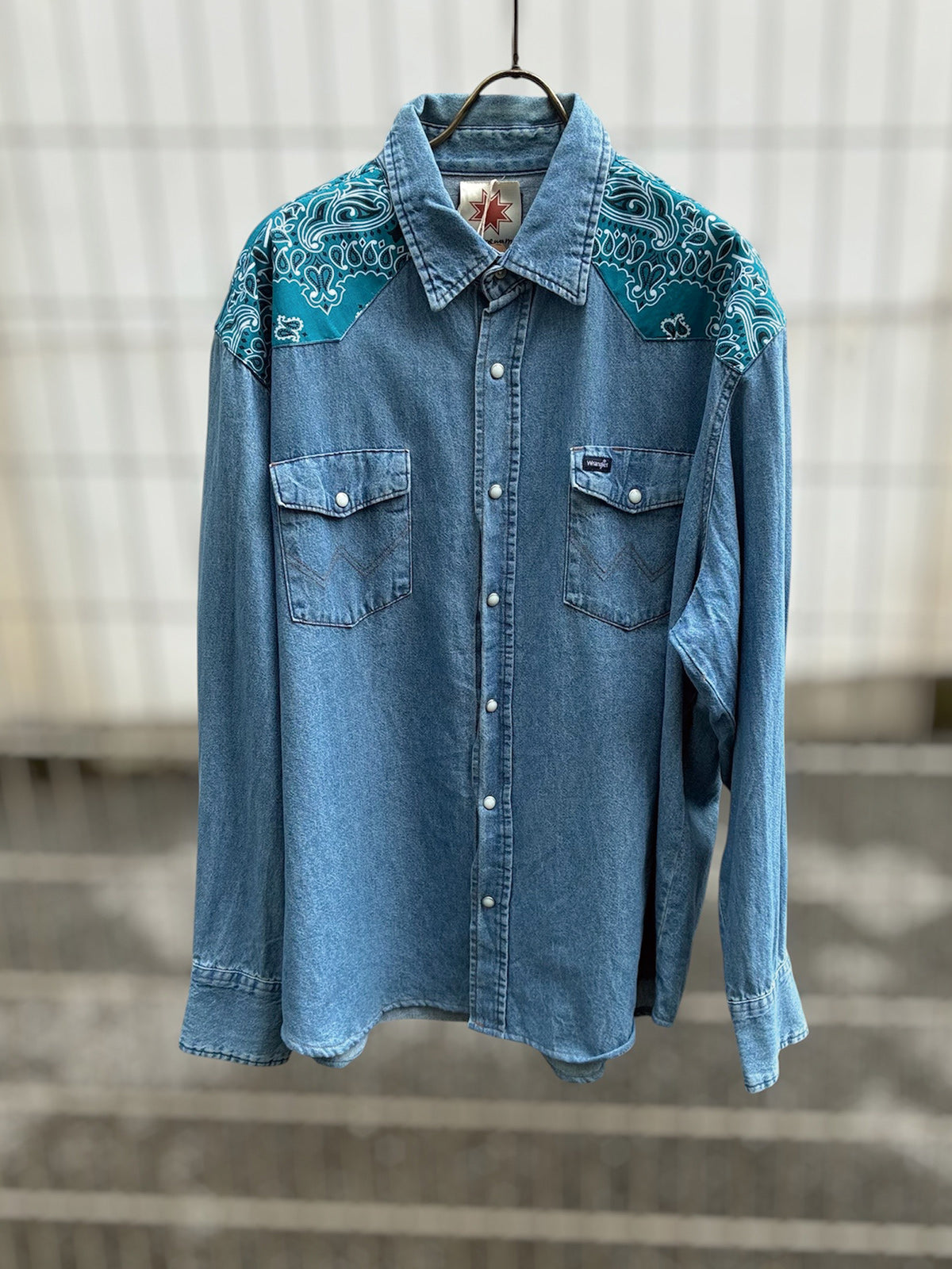 Nasngwam ナスングワム Nasngwam BANDANA WESTERN SHIRTS- LIGHT BLUE -