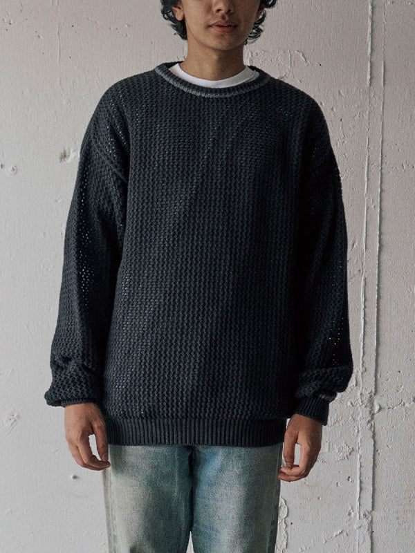 AS STANDARD アズスタンダード MESH CREW KNIT - GRY -