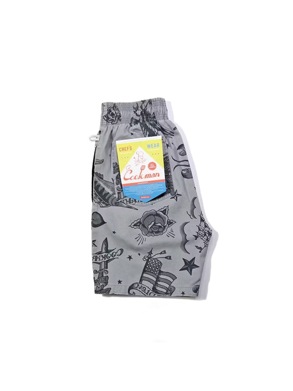 Cookman クックマン シェフパンツ Chef Pants Short Old Tattoo - GRAY -