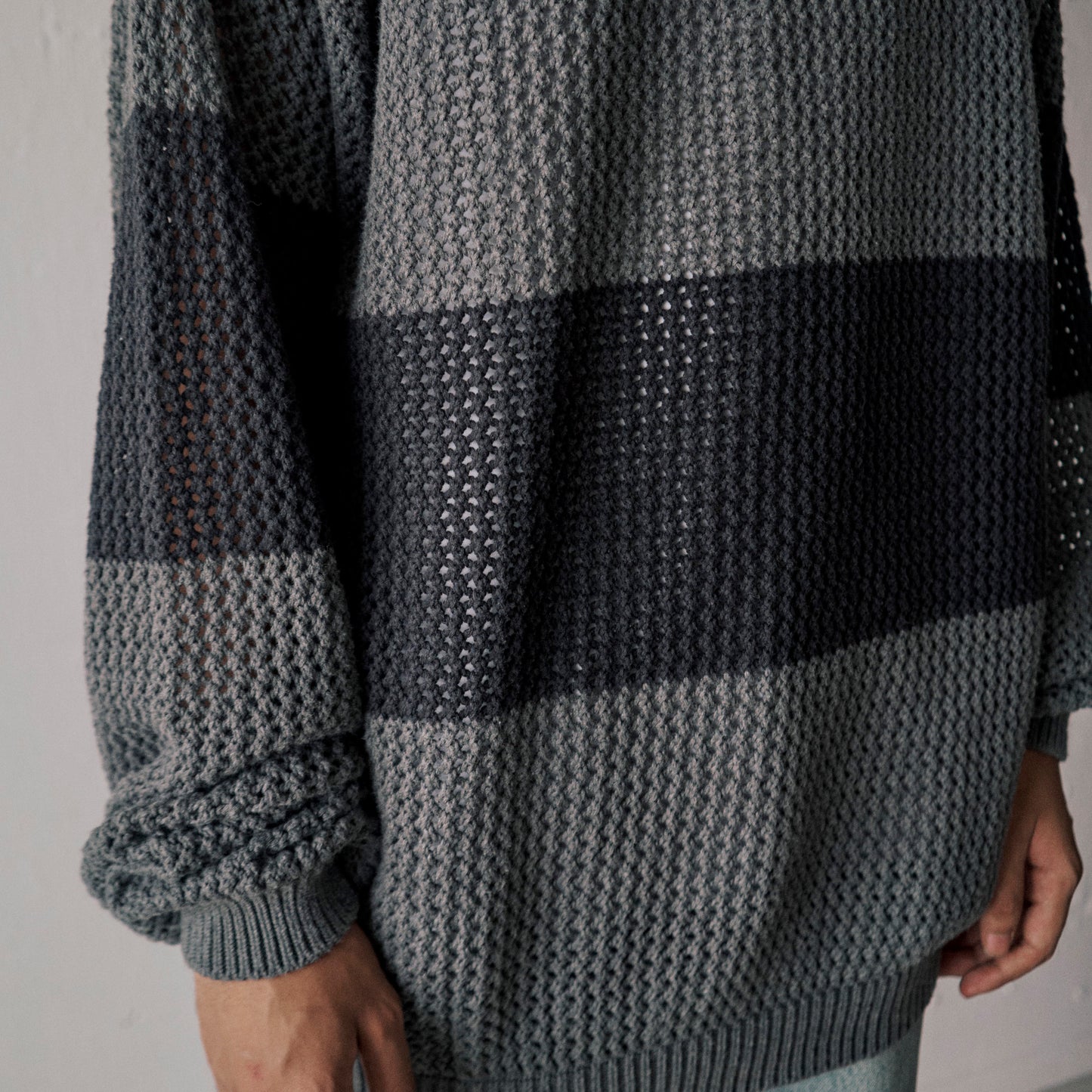 AS STANDARD アズスタンダード MESH CREW KNIT