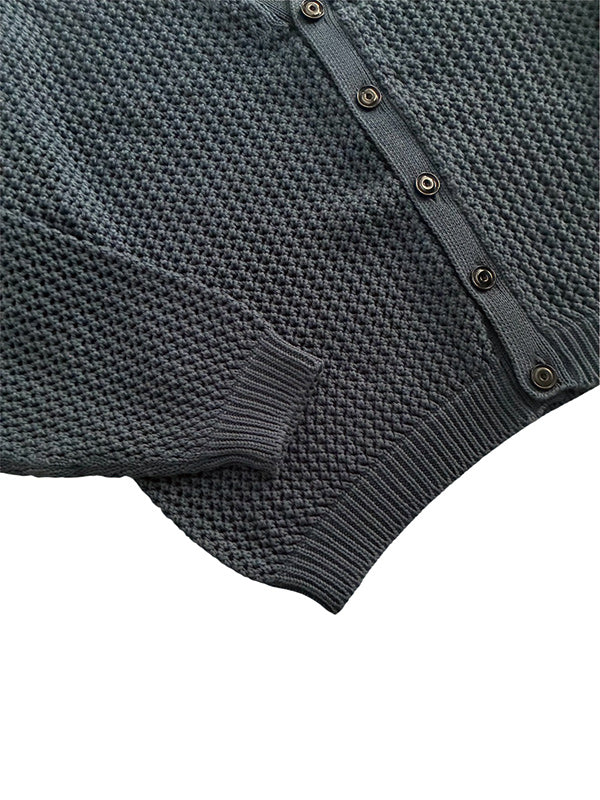 AS STANDARD x MAKE YARN  アズスタンダ－ドxメイクヤ－ンMesh Knit Cardigan - NAVYxREDxGRY -