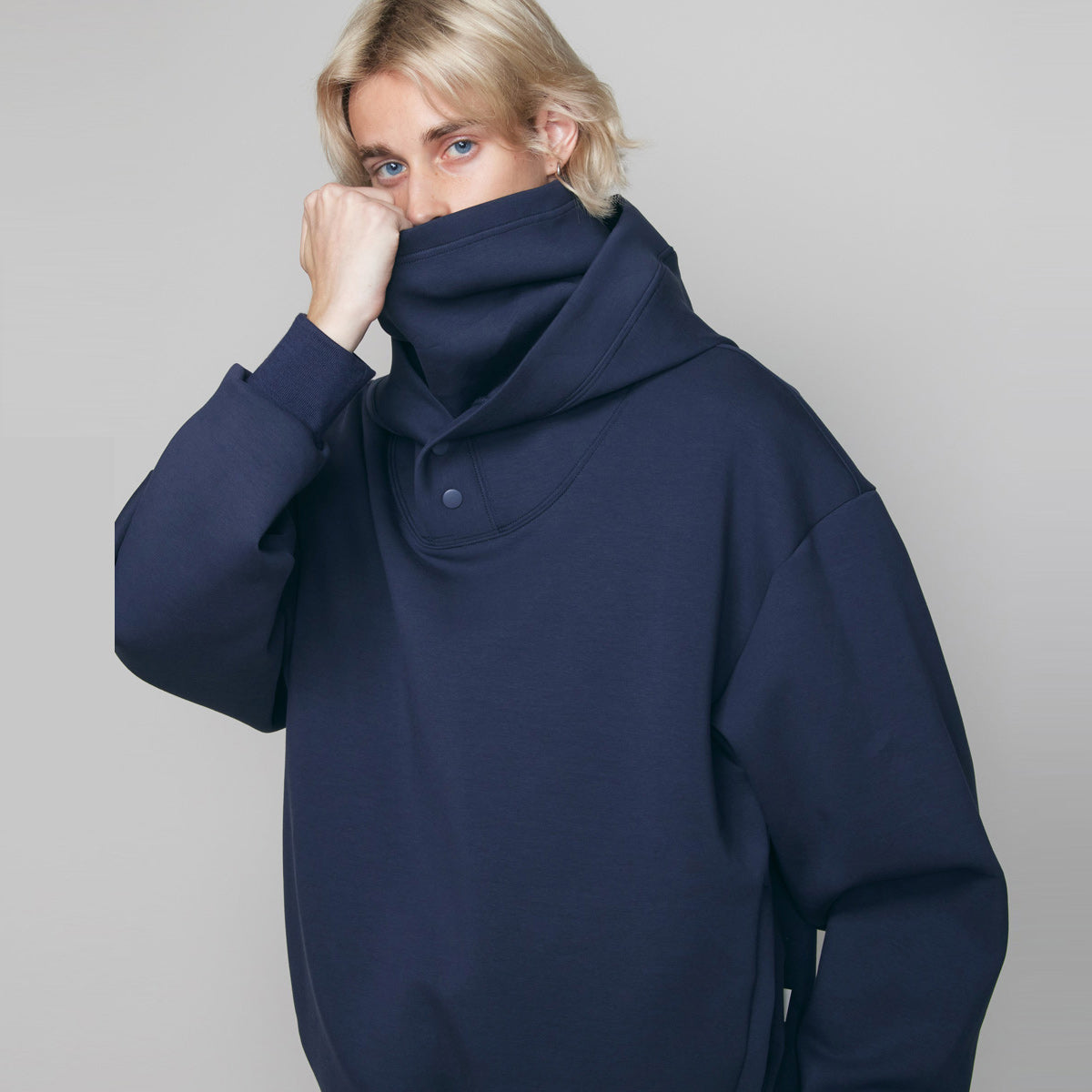 rehacer レアセル Big Stole Hooded CS - NAVY -