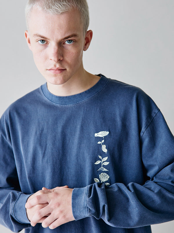 rehacer レアセル Flower Cycle Vintage L/ST-Shirt - NAVY -