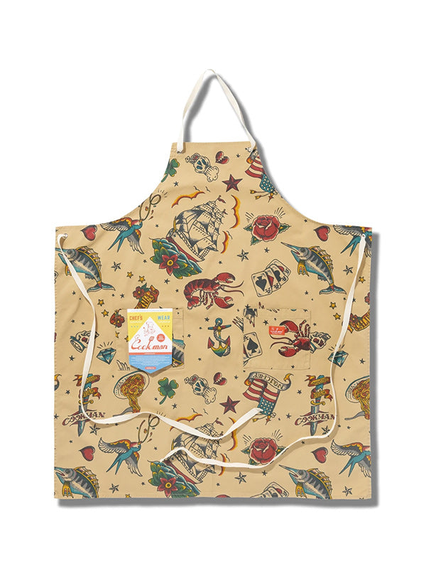 Cookman クックマン ソックス Long Apron Old Tattoo - BEIGE -