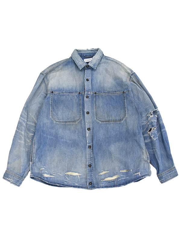 THE JEAN PIERRE ジャン・ピエール Grunge Denim Shirt - VINTAGE BLUE -