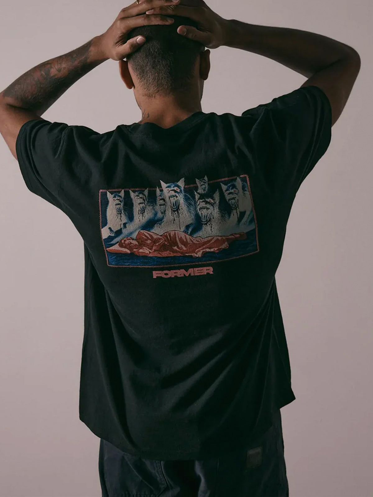 FORMER フォーマー THEATER T-SHIRT - BLACK -