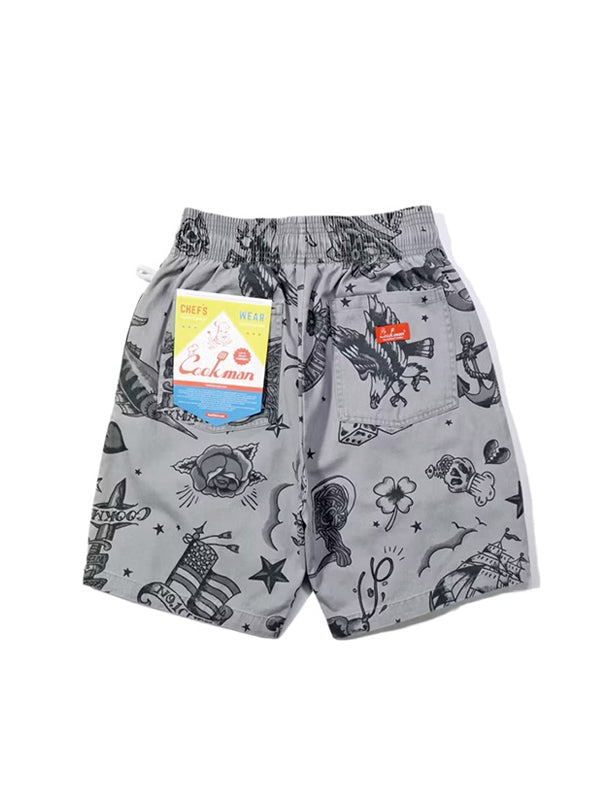 Cookman クックマン シェフパンツ Chef Pants Short Old Tattoo - GRAY -