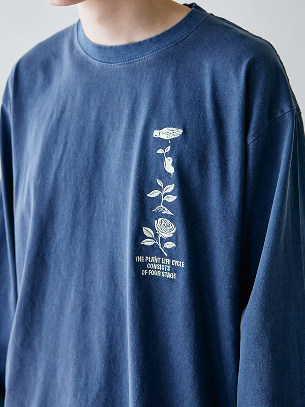 rehacer レアセル Flower Cycle Vintage L/ST-Shirt - NAVY -