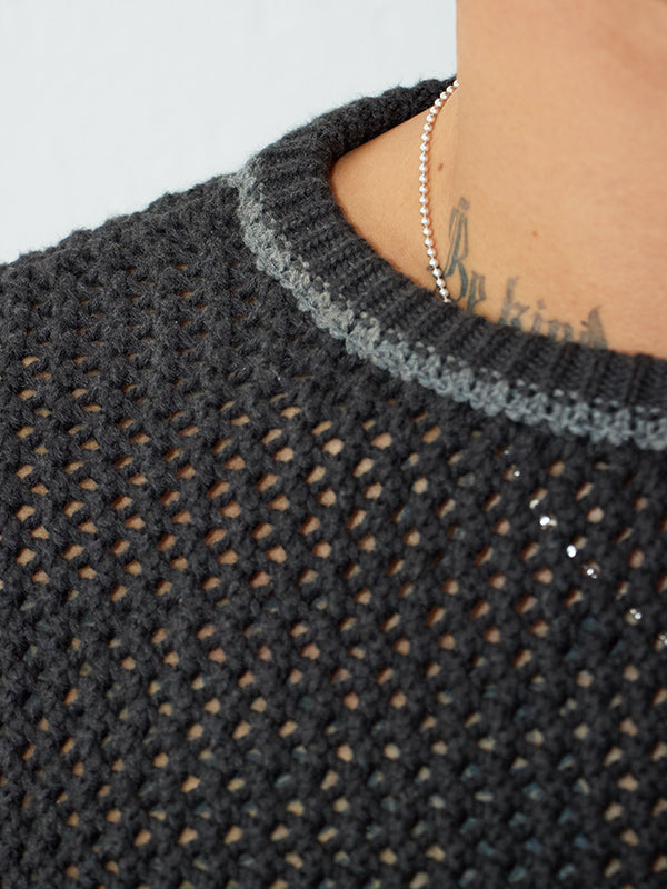[MORE SUMMER SALE] AS STANDARD MESH CREW KNIT - GRY -