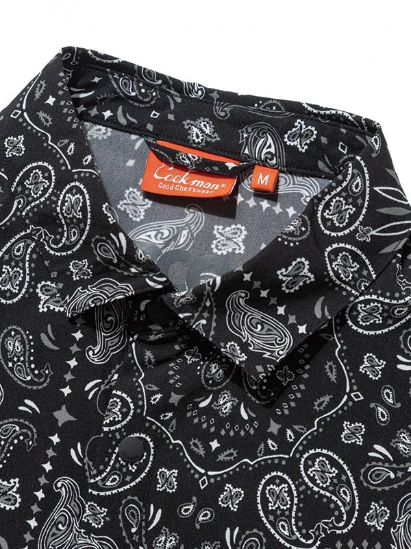 Cookman クックマン Work Shirts Short Sleeve Light Paisley -BLACK -