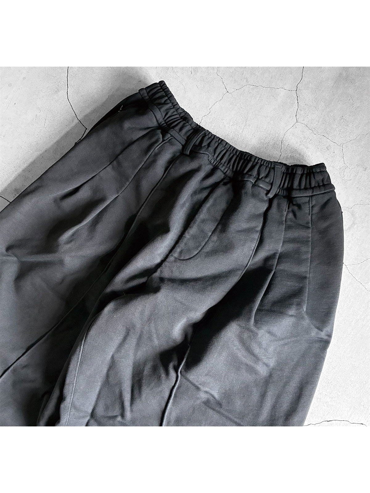 THE JEAN PIERRE ジャン・ピエール 3 Tuck Sweat Wide Trouser  -  BLACK -