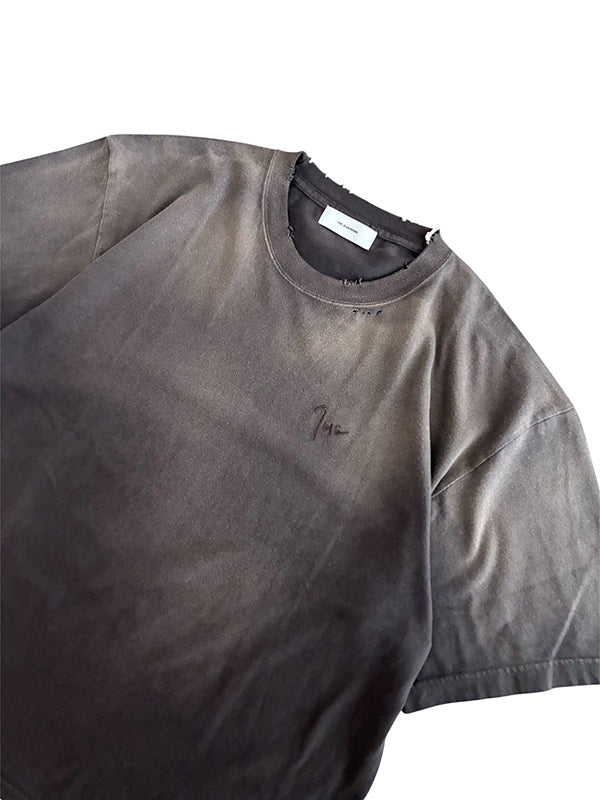 THE JEAN PIERRE ジャン・ピエール Signature Pigmentdye Grunge Destroy SS TEE - FADE BLACK -