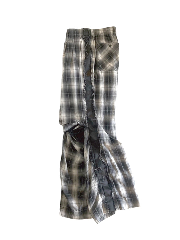 THE JEAN PIERRE ジャン・ピエール Tuck Easy Plaid Trouser - BLACK -