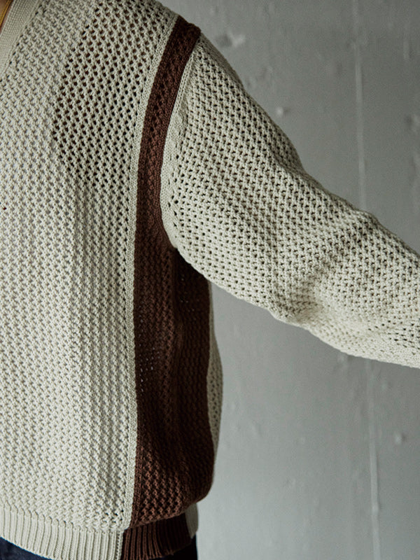 [Featured in OCEANS] AS STANDARD x MAKE YARN Mesh Knit Cardigan Beige