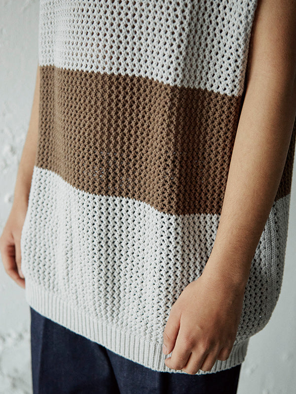 AS STANDARD AS STANDARD MESH Knit VEST BEIGE