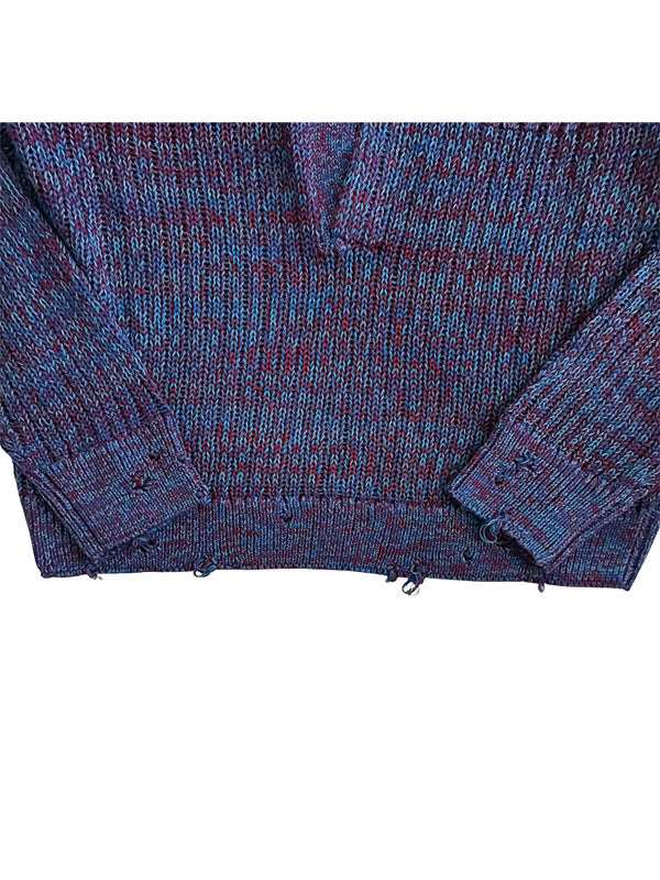 THE JEAN PIERRE ジャン・ピエール Melange Skipper Knit Shirt- BORDEAUX -
