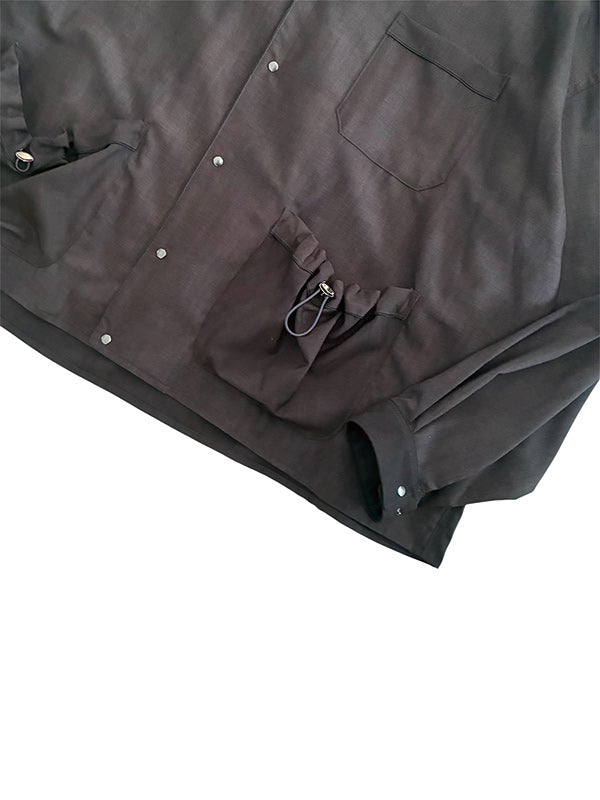 THE JEAN PIERRE ジャン・ピエール Urban Wool Tech Pyjama Shirt - INK BLACK -