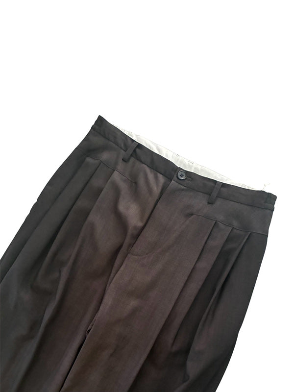 THE JEAN PIERRE ジャン・ピエール Urban Wool Low 3 Tuck Trouser  -INK  BLACK -