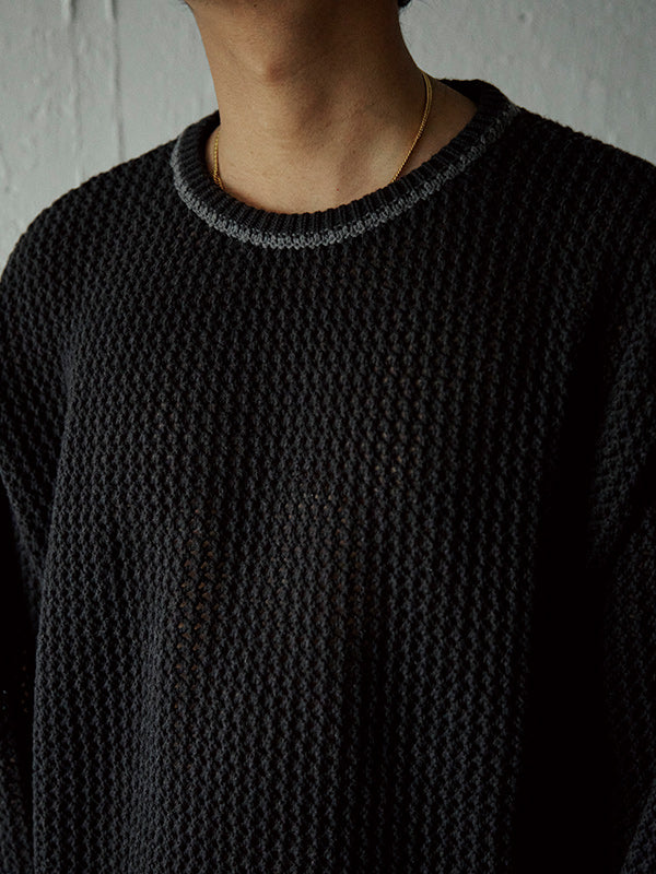 AS STANDARD アズスタンダード MESH CREW KNIT - GRY -