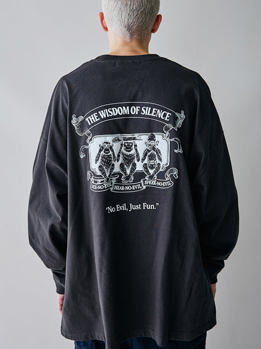 rehacer レアセル Three wise monkeys L/S T-shirt - INK BLACK -