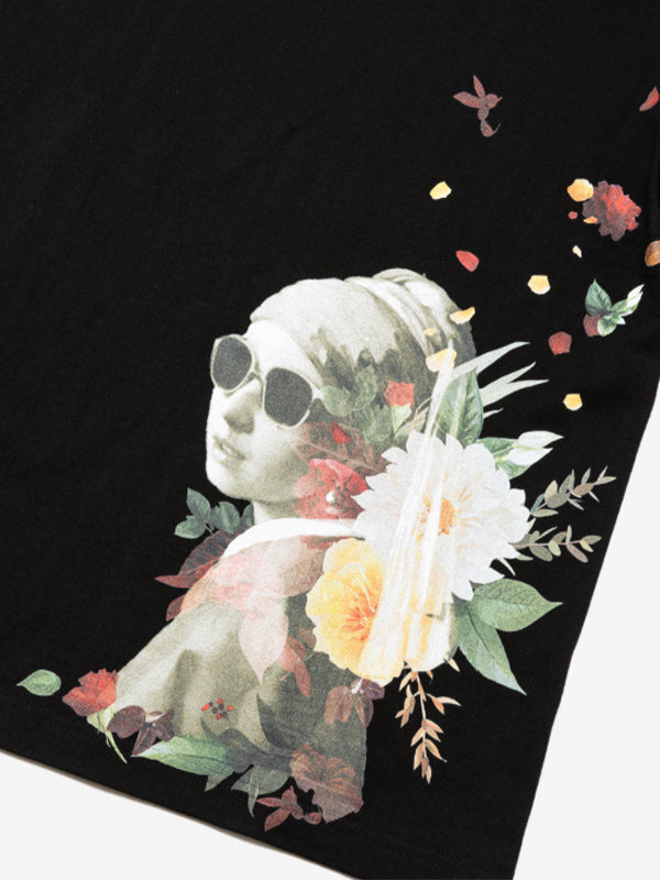rehacer レアセル Pearl Garden Relax Fit T-shirt - BLACK -