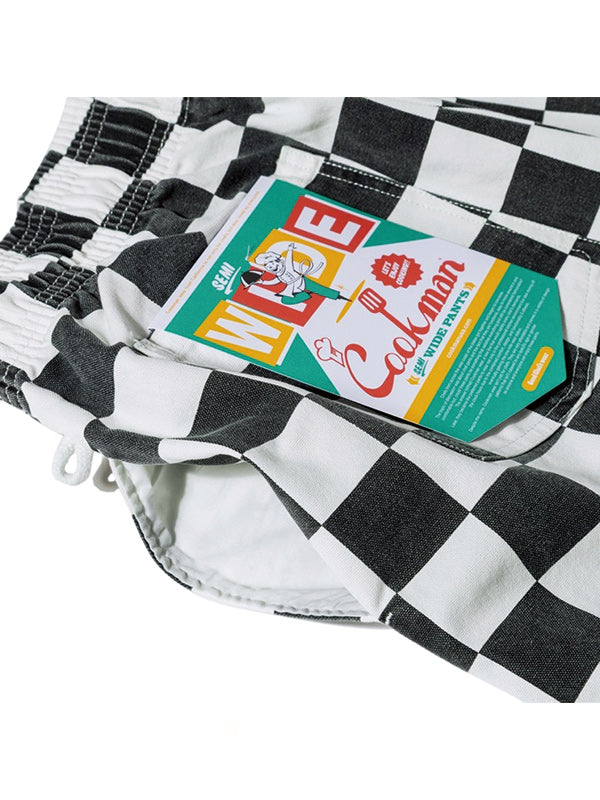 Cookman クックマン シェフパンツ Chef Pants Semiwide11oz Chef Pants Semiwide  Washed Duck Canvas Checker Black
