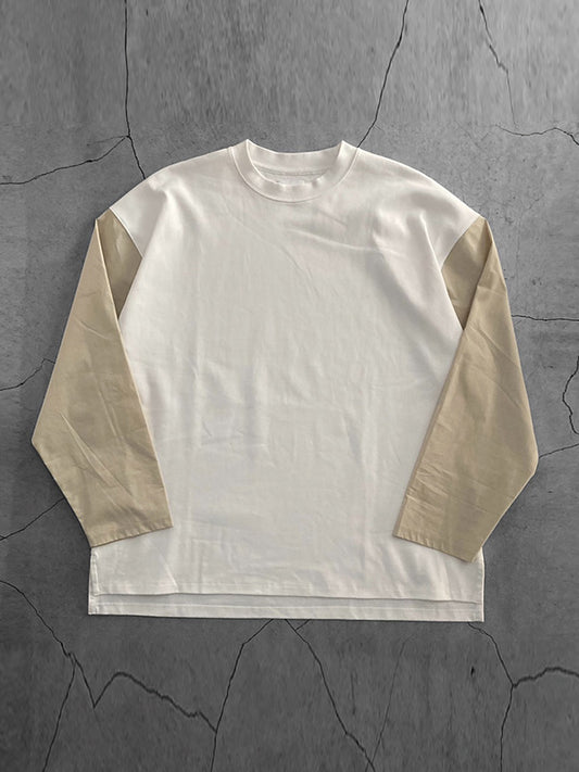 FORTUNA homme フォルトゥナオム SleeveDocking L/S Tee - WHITE x BEIGE  -