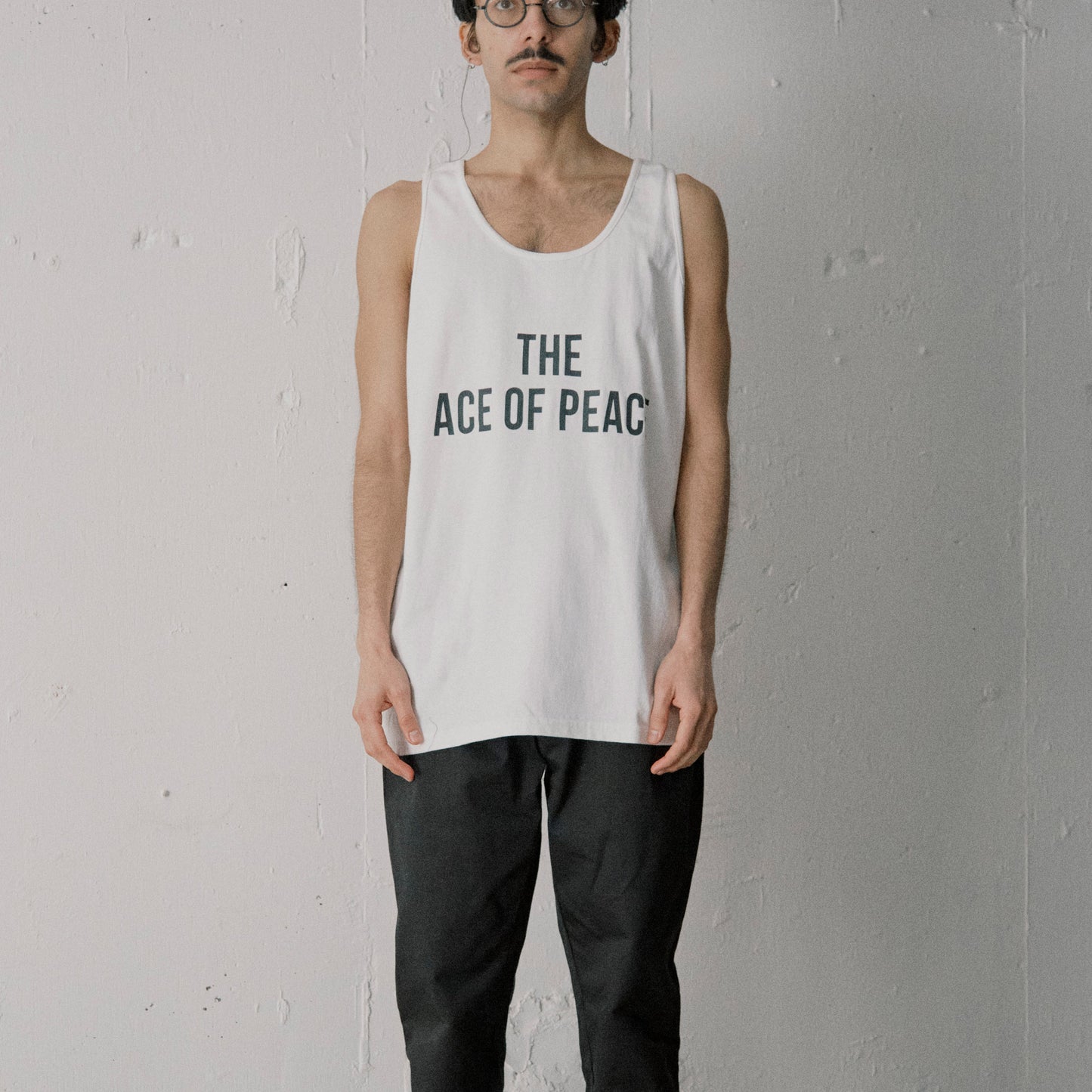 【MORE SUMMER SALE】AS STANDARD アズスタンダード ACE OF PEACE TANK TOP - WHITE -