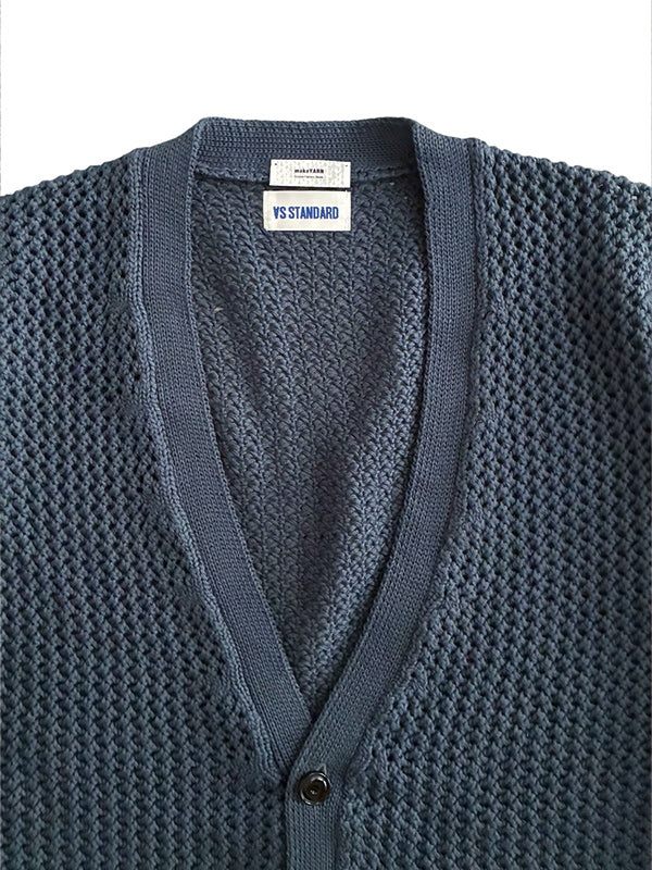 AS STANDARD x MAKE YARN  アズスタンダ－ドxメイクヤ－ンMesh Knit Cardigan - NAVYxREDxGRY -