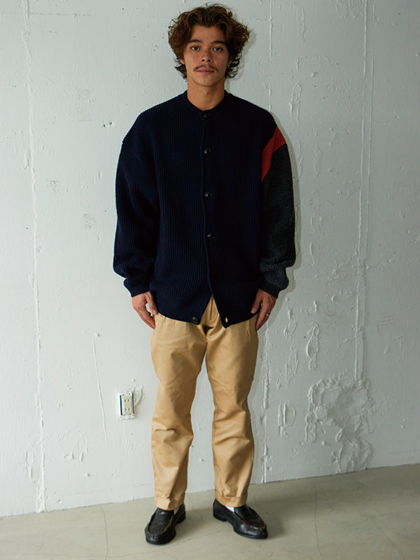 【WINTER SALE】AS STANDARD アズスタンダード AS STANDARD x MAKE YARN LINE FULL BUTTON KNIT CARDIGAN - NAVY-