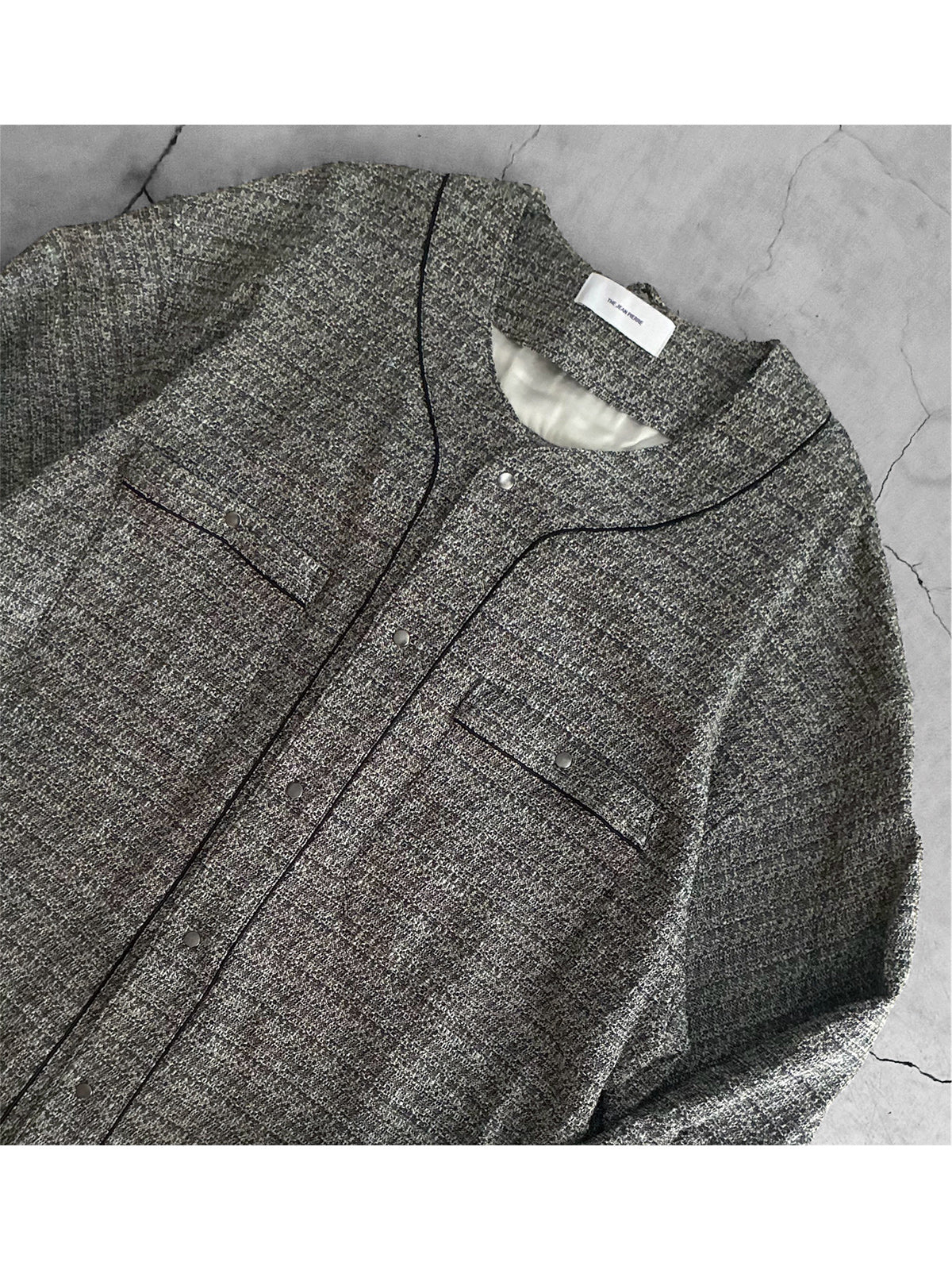 THE JEAN PIERRE ジャン・ピエール Tweed Baseball Shirt  - GRAY -