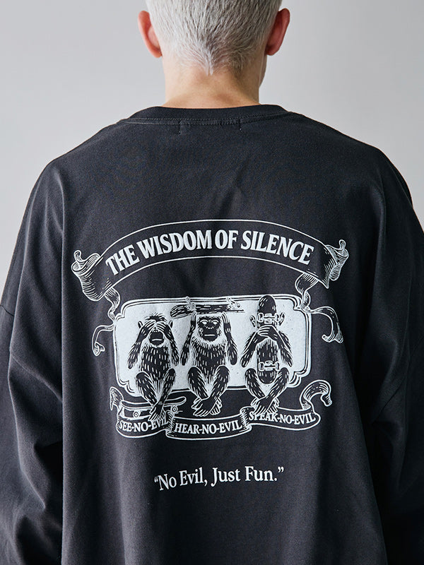 rehacer レアセル Three wise monkeys L/S T-shirt - INK BLACK -