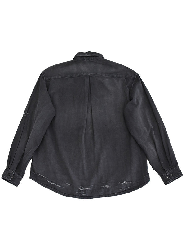 THE JEAN PIERRE ジャン・ピエール Grunge Denim Shirt - FADE BLACK -