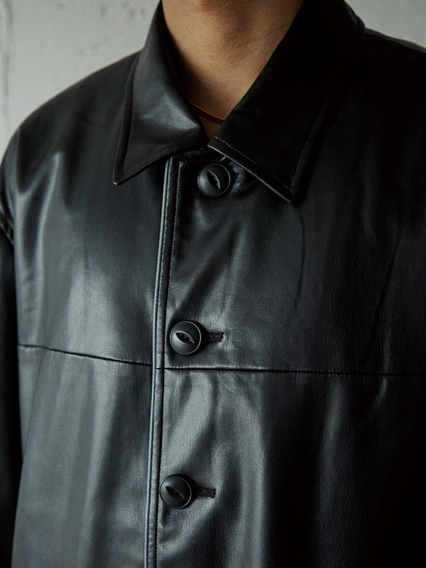 AS STANDARD FAKE LEATHER CAR COAT