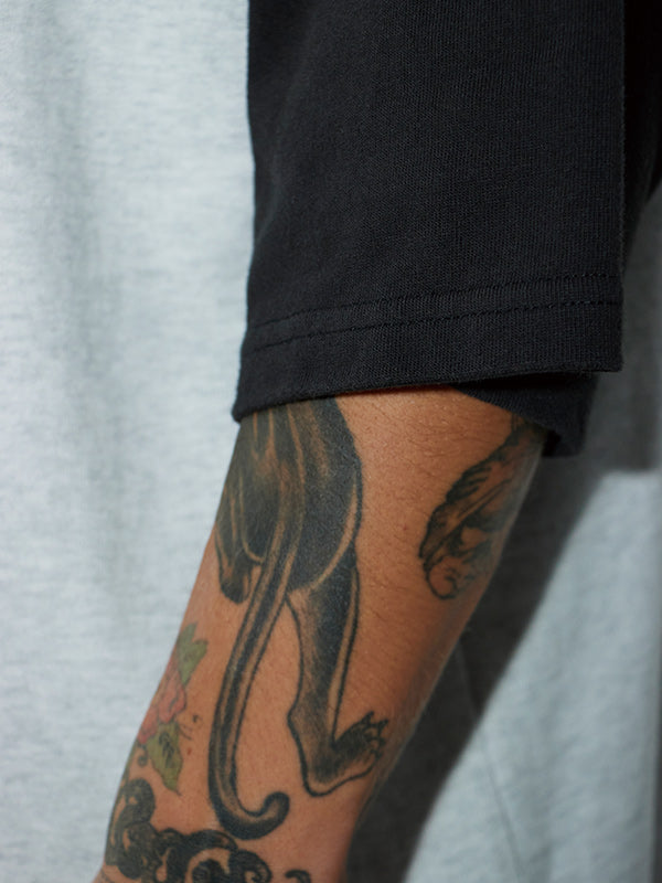 AS STANDARD X SCREEN STARS アズスタンダードxスクリーンスターズ　BASEBALL TEE - BLACK / ASH -