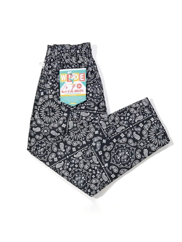 Cookman クックマン シェフパンツ Semiwide Paisley - BLACK -