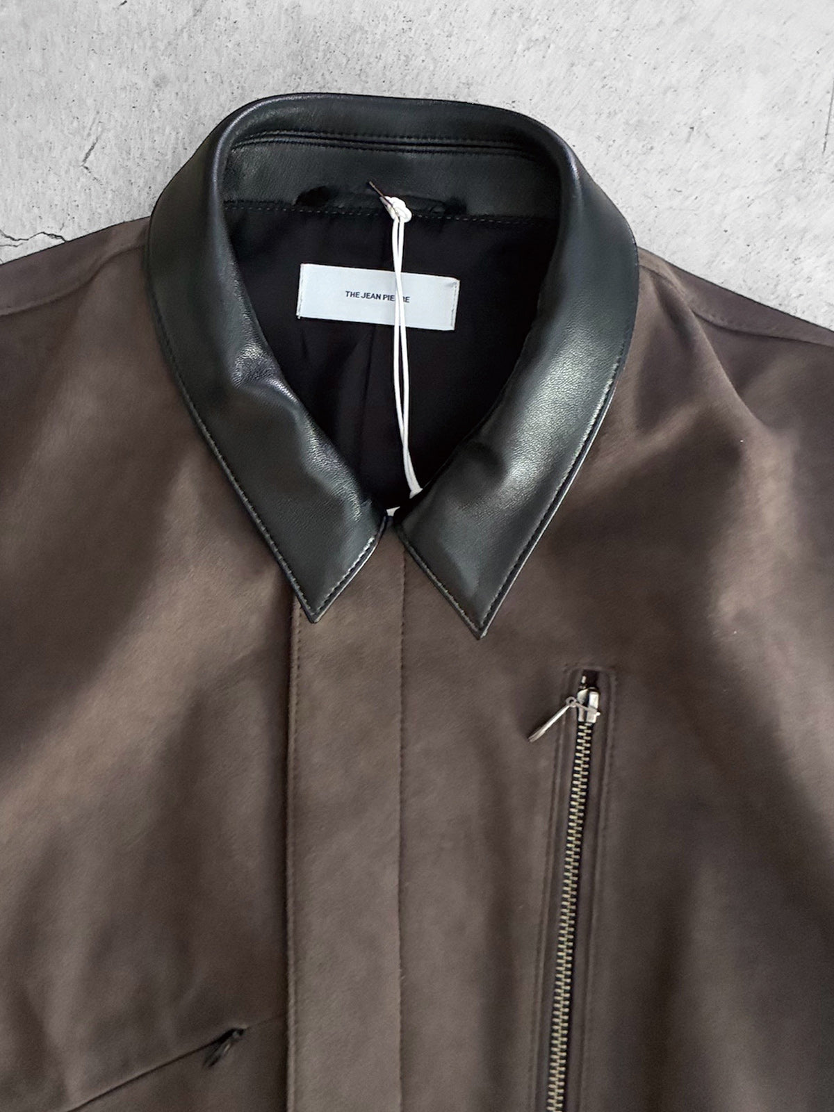 THE JEAN PIERRE ジャン・ピエール Drape Suede Flight Blouson  - DARK BROWN -