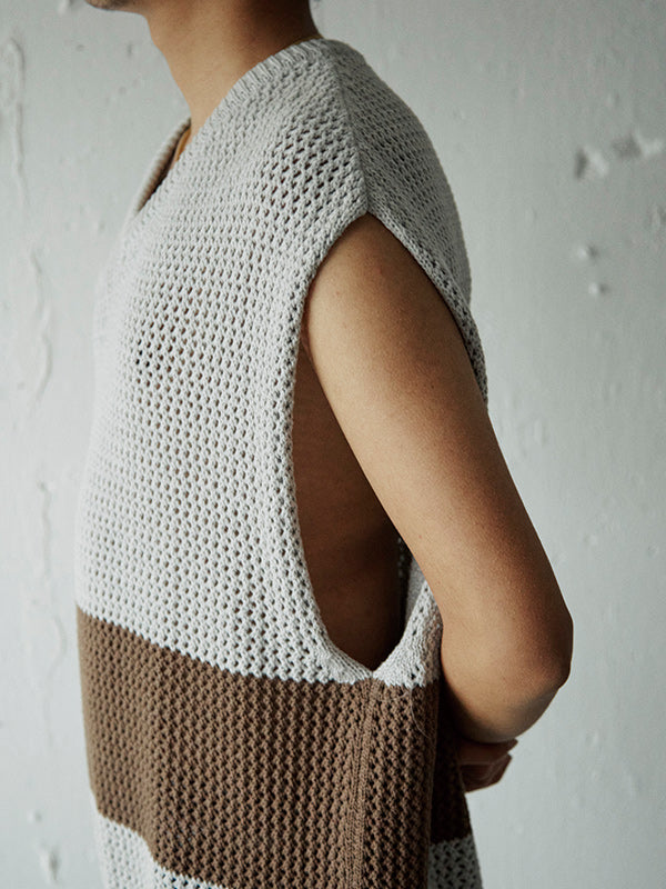 AS STANDARD AS STANDARD MESH Knit VEST BEIGE