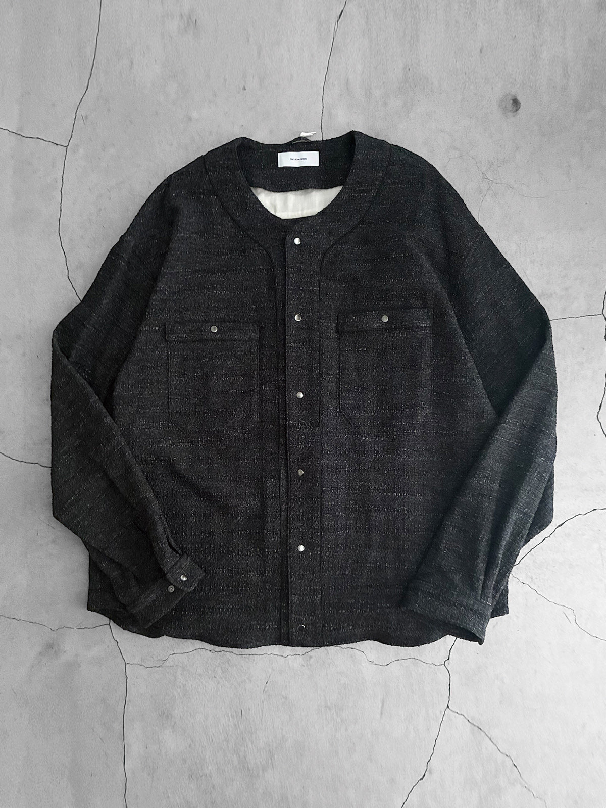 THE JEAN PIERRE ジャン・ピエール Tweed Baseball Shirt  - BLACK -