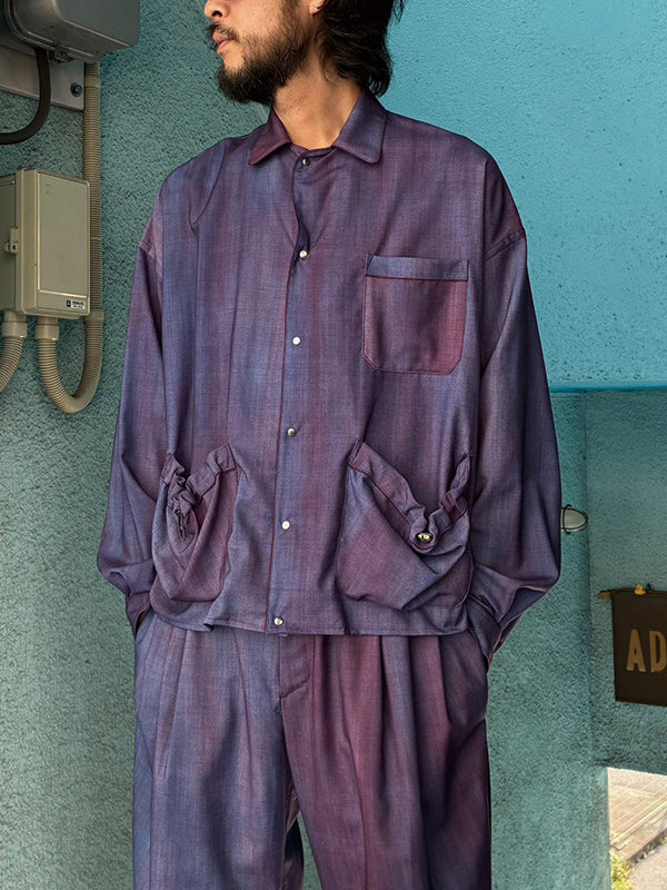 THE JEAN PIERRE ジャン・ピエール Urban Wool Tech Pyjama Shirt - BORDEAUX -