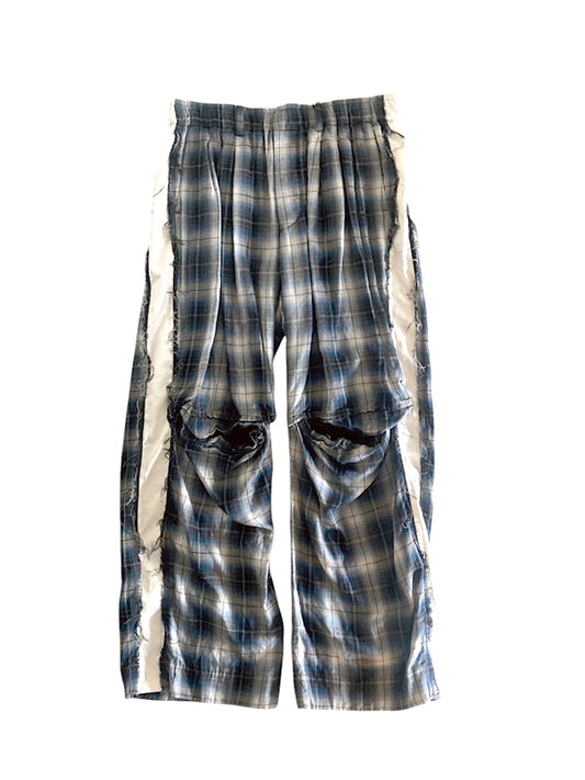 THE JEAN PIERRE ジャン・ピエール Tuck Easy Plaid Trouser - BLUE -