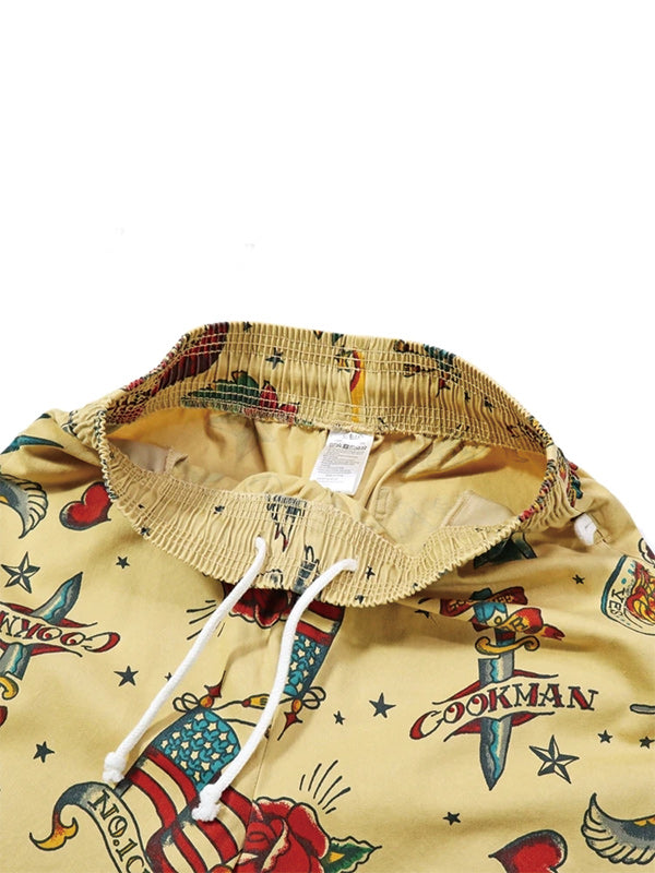 Cookman クックマン シェフパンツ Chef Pants Short Old Tattoo - BEIGE -